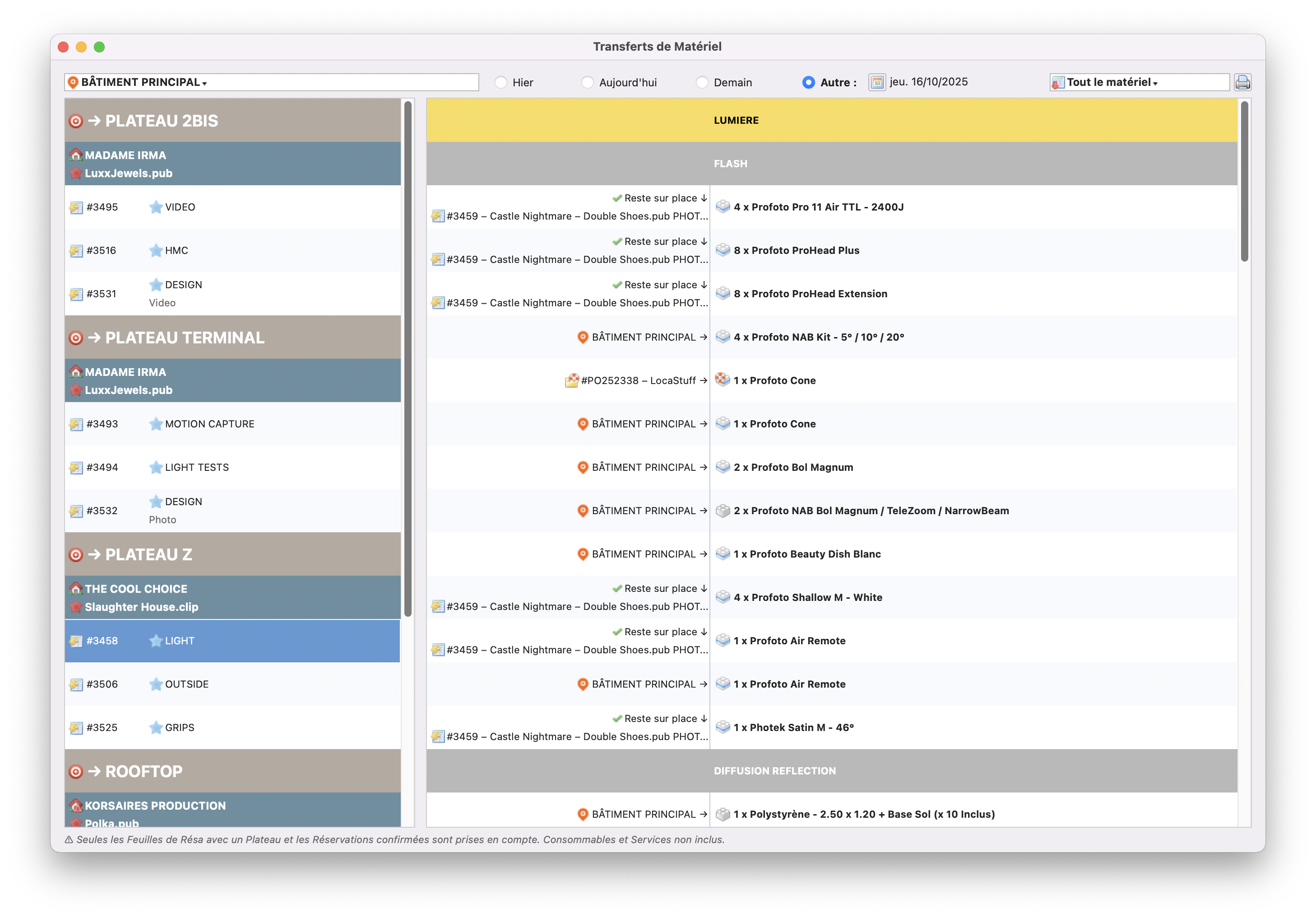 Transfert de matériel